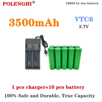 100% pravda, 3,7 V kapacita 3500mAh 18650 VTC6 nabíjateľná lítium-iónová batéria 30A vhodné pre hračky nástroje baterka+USB nabíjačka