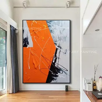 100% Ručne vyrábané Abstraktné oranžová a šedá veľkosť krajiny umelecké dielo, obraz, olejomaľba na Stenu Obrázok, Umelecké Dekorácie