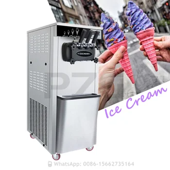 18~22 L/H Obchodné Nízka Hlučnosť Podlahy Stojí 1800W Troch Príchutiach Mäkké Slúžiť Ice Cream Stroj Na Predaj