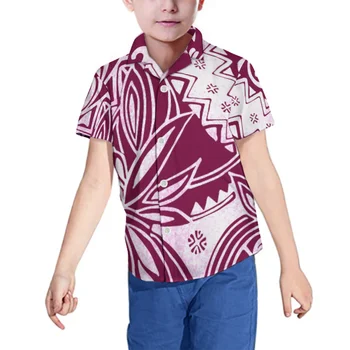 1MOQ Letné Oblečenie Polynézskej Tribal Tkaniny Krátky Rukáv Gombíky Košele Chlapcov Deti Tlač Košele, Oblečenie pre Mládež