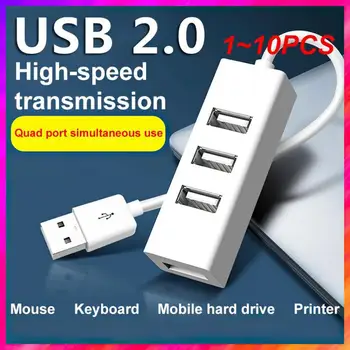 1~10PCS RYRA Malé Moc Rada Rozbočovač USB Zástrčky Mini Malé 4-port USB2.0 Converter Extender Kábel Winder Kolekcia Pre PC