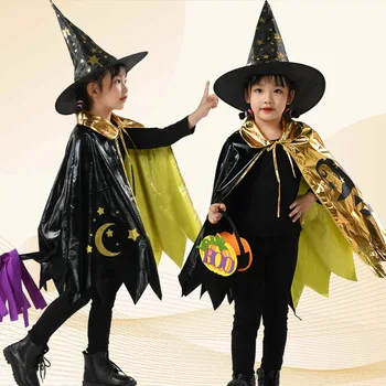 2023 Halloween Detí Cape Päť Hviezdičkový Čarodejnice Klobúk Šaty, Kostým Hrať Sprievodca Star Plášť Halloween Nastaviť
