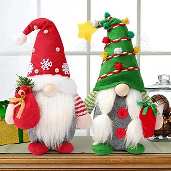 2Piece Vianočné Gnome Plyšové Dekorácie na Vianoce Domov Stola Elf Trpaslíci Dekor Ozdoby