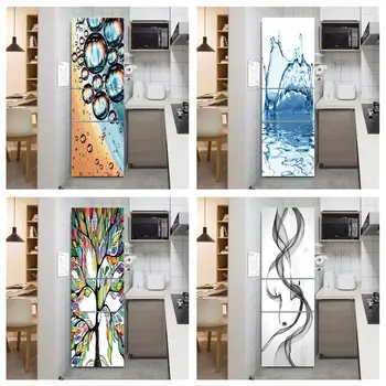 3D Vody Plagát Kuchyňa Chladnička Renovácia Nálepky Umenie Stromy Diamond PVC Nepremokavé Moderný Dizajn Chladničky Odtlačkový Domov nástenná maľba