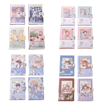4PCS Vestník Denník Notebook s Prackou Hrubý Papier Školy Písanie Krásne Anime Linajkované Vestník Notebook