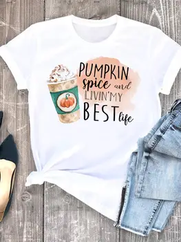 Akvarel Krásne Roztomilé Tlač Tee Oblečenie Pani Jeseň Jeseň Halloween Vďakyvzdania Ženy Grafické Dámy Žena T T-shirts