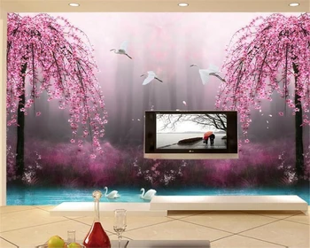 beibehang HD Sen Rozprávková Peach Blossom 3D TV joj, nástenné maľby Obývacia izba pozadí dekorácie 3D tapety