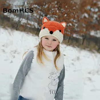 BomHCS Zimné Vtipné detské Kreslené Ručne Pletené Čiapky Fox Čiapočku Klobúk pre deti veku 3-10 rokov