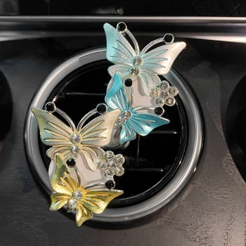 Crystal Bling Motýľ Osviežovač Vzduchu Auto Diamond Klimatizácia Zásuvky Vôňa Náplň Vôňa Vôňa, Aróma Difuzér, Prieduch Klip