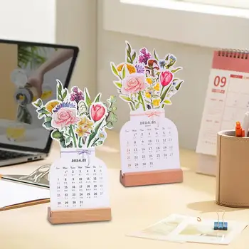 Desktop Kvet Kalendár Tvorivé Váza V Tvare Stojí Kalendár Vymeniteľné Mesačný Plánovač, Kvetina Tému Ozdoby