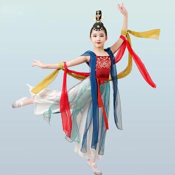 Dievčatá Dunhuang Lietania Tanečných Kostýmov, Čínskej Tradičnej Národnej Fázy Výkon Modernej Ľudovej Rozprávky Exotické Festival Oblečenie