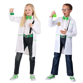 dieťa laboratórny plášť bielej farby lekárske jednotné cosplay oblečenie deti party zdobiť lekár nemocnice vedci halloween kostým, šaty