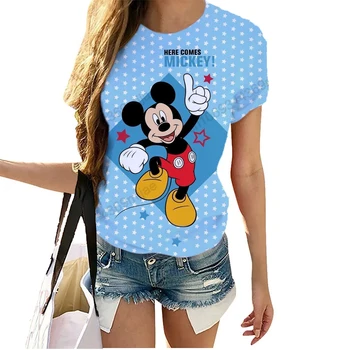 Disney Kawaii Oblečenie pre Ženy okolo Krku Traf 2023 Žena T-shirt dámske Oblečenie Ponúkajú Dopravu Zadarmo Mickey Shirts & Blúzky