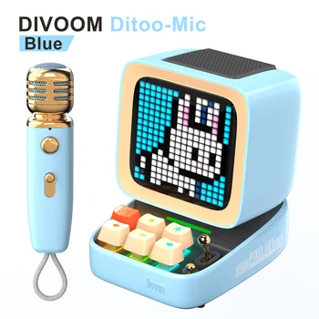 Divoom Ditoo Mic Pixel Art, BT Reproduktor s Bezdrôtové Karaoke Mikrofón pre PC BT 5.0 TF Karty Retro Prenosný Mini Veľkosť urob si sám