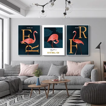 Flamingo Plagát Boho Tropické Zvieratá Plátno Lakovanie Francúzske Umenie Tlač Minimalistický Stene Obraz Pre Dievča, Obývacia Izba Domova
