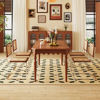 Francúzske retro masívneho dreva jedálenský stôl a stoličky zmes obdĺžnikový Americký štýl obývacia izba, jedálenský stôl