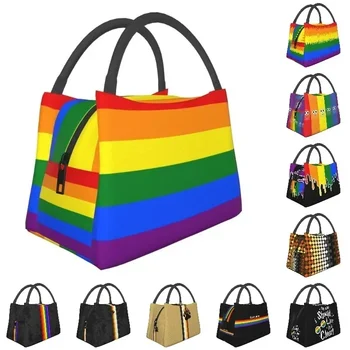 Gay Pride LGBT Dúhová Vlajka Obed Taška Nepresakuje Izolované Chladnejšie Tepelnej Lunch Box Pre Ženy, Deti, Školy Piknik Jedlo Tote Tašky