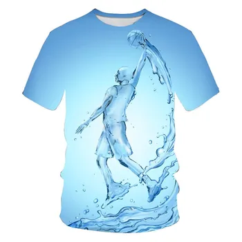 Hot Predaj Tvorivé Kvapka Vody pánske T-Shirt 3d High-Definition Tlače Lete Čerstvé Krátke Rukávy Veľké Siluetu Oblečenie