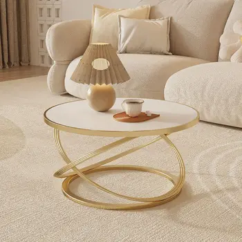 Jednoduchá obývacia izba malé domáce konferenčný stolík kolo bridlice svetlo luxusné malé čajové stole krém vietor tabuľka