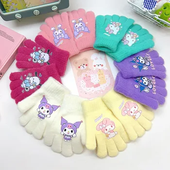 Kawaii Komiksu, Anime, Jesenné a Zimné Farebné Sanrio Rukavice Roztomilý Kuromi Hello Kitty Moje Melódie Prst Rukavice Plyšové Teplé Rukavice