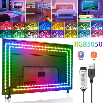LED Pásy Svetlo RGB 1/2/3/4/5/30 M USB 5050 SMD Flexibilné Lampa Pásky s 3 Tlačidlo, Ovládanie pre TV Podsvietenie Domácej Strany Domáce Dekorácie