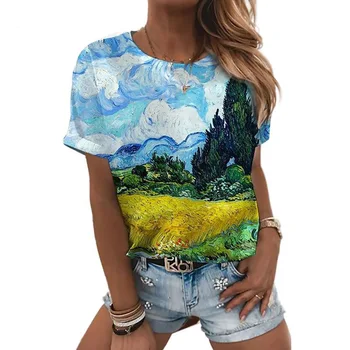 Letné Prírodné Scenérie 3D Tlač T-shirt Žena Streetwear Módy, T Košele Harajuku Y2k Tees Topy Ženy, Nový Nadrozmerné Oblečenie