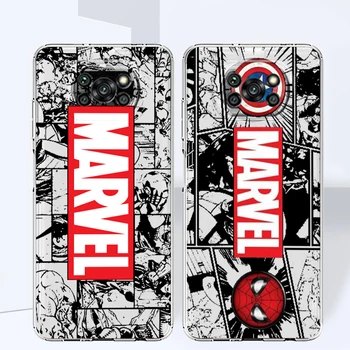 Marvel Avengers Cool Komiks Transparentné Telefón puzdro Pre Xiao Mi Poco X5 X4 X3 NFC F4 F3 GT M5 M5s M4 M3 Pro C50 C40 5G Kryt