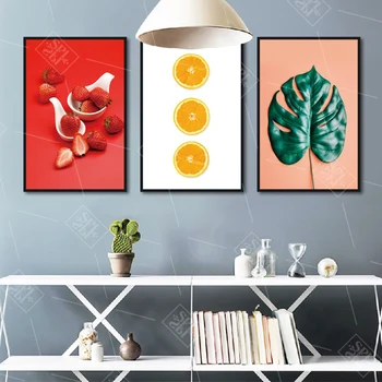 Moderné Domáce Dekorácie Kuchyňa Plagát Červené Ružové Jahody, Citrón Ovocie Plátno na Maľovanie Hd Tlač Wall Art Obrázok pre Obývacia Izba