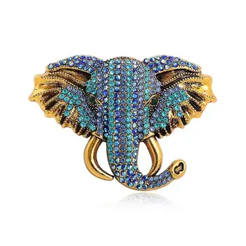 Modrý Slon Crystal Kameň Brošňa Prehnané Zvierat Zlato Kov Unisex Pin Multifunkčné,Dve Na Sebe Metódy Ako Náhrdelníky