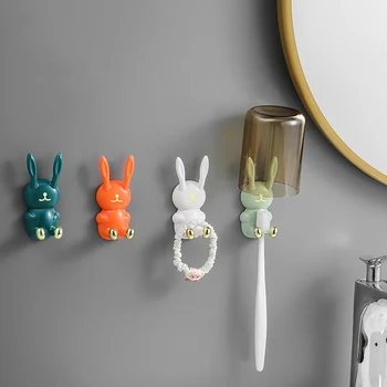 Montáž na stenu Kefka Držiteľ Bunny Tvar detský zubná Kefka Rack Tvorivé Č-Úder Skladovanie Držiteľov Kúpeľňa Háčik Držiak