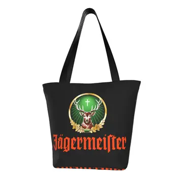 Móda Jagermeister Logo Nakupovanie Tote Bag Recyklácie Potraviny Plátno Ramenný Shopper Taška