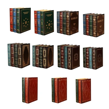 N7MD Dekoračné Knihy, Okno Drevené Starožitné Knihy Falošné Knihy Dekorácie Retro Book Úložný Box