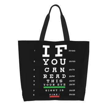 Optician Oko Test Skúška Nakupovanie Taška Plátno Shopper Ramenný Tote Bag Veľkú Kapacitu Prenosné Krátkozrakosť Graf Kabelka