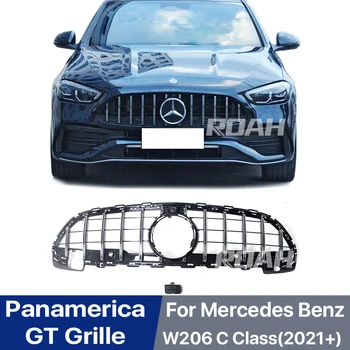 Panamericana GT prednej maske Pre Mercedes-Benz W206 C triedy C63 Štýl Pre C180 C200 C300 2021 2022+ chrome, farba čierna