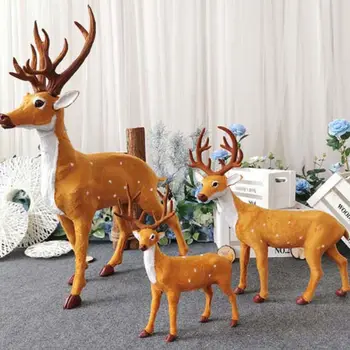 Plyšový Vianočný Jeleň Rodiny Figúrky Simulácia Vianočné Elk Plyšový Sob Vianoce, Nový Rok Dekor Rozprávková Záhrada Mini Dekor Prop
