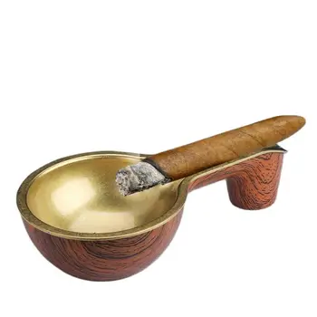 Poctivé Drevo, Zrno Abs Mosadz Cigaru Popolník Starožitné Medi Európskej Americký Štýl Úrad, Dekorácie, Darčeky