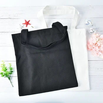 prenosné, jednoduché Použiť Opakovane štýl biela/čierna nakupovanie bavlnená taška plátno tote taška pre ženy