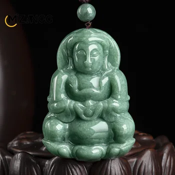 Prírodné Tovaru Jadeite Guanyin Jade Prívesok, Ručne vyrezávané pánske a dámske Náhrdelníky, Módne Kúzlo Šperky Maskot Darček