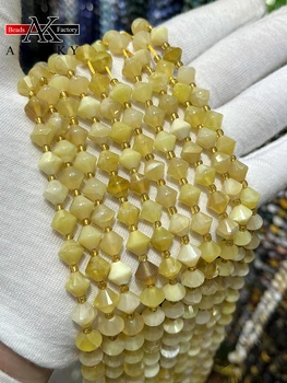 Prírodný Žltý Kameň Opál Kolo Crystal Pyramídy Korálky Tvárou Voľné Rozpera Pre Šperky, Takže DIY Náhrdelník Náramok 15