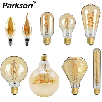 Retro Edison E27 E14 LED Žiarovky 220V Diamond Láska ST64 A60 G80 G95 G125 T185 Vintage Sklo, Žiarovky Lampy Pre Domova Osvetlenie