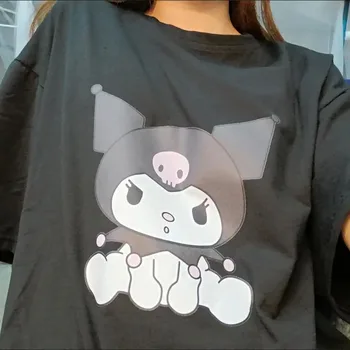 Sanrio Kawaii Hello Kitty Y2k T Shirt Žena 90. rokov Dievča Top Grafické Pár Anime Nadrozmerné Harajuku Mužov Príležitostné Voľné Tee Goth Girl