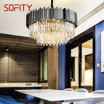 SOFITY Prívesok Svetlo Postmoderných Dvojité Crystal LED Lampa Luxusné Zariadenie Pre Domáce Jedáleň, Obývacia Izba