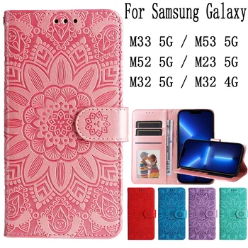 Sunjolly Mobilný Telefón Prípadoch Kryty pre Samsung Galaxy M33 M53 M52 M23 M32 4G 5G puzdro coque Flip Peňaženky