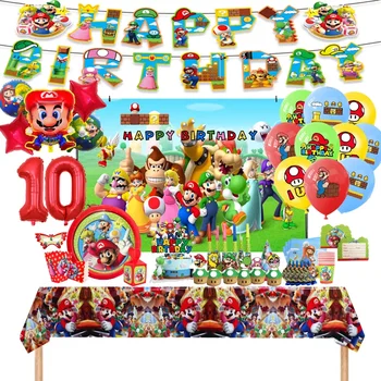 Super Mario Bros, Narodeniny, Party Dekorácie Príbory Banner Pozadie Tortu Vňaťou Digitálne Balón Nastaviť Strana Navrhne Ornament Deti