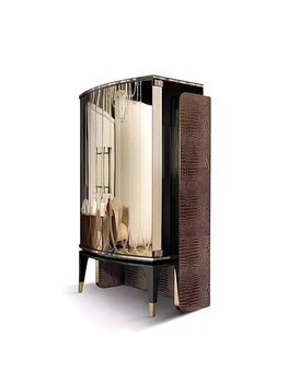 Svetlo luxusné high-end víno kabinet villa obývacia izba post-moderné sklo displeja kabinetu krokodílej kože skladovanie strane skrine