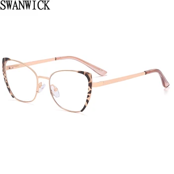 Swanwick modré svetlo blokuje okuliare cat eye jasný objektív retro okuliare, rám ženy jar záves kovové black pink žena