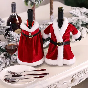 Vianočné Fľaša Vína Týka Dekorácie Pletený Sveter Santa Claus Fľaša Vína Dekorácie Na Vianočný Večierok Láskavosti Dodávky Darček