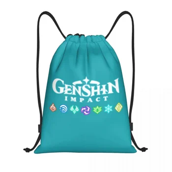 Vlastné Genshin Vplyv Logo 22 Šnúrkou Batoh Tašky Ženy Muži Ľahký Anime Hry Telocvični Športové Sackpack Vrecia pre Cestovanie