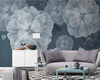 Vlastné tapetu 3d Nordic minimalistický ručne maľované kvety modré retro petal pól nástenná maľba obývacia izba Jane, TV joj, steny обои