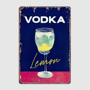 Vodka Lemon Retro Umenie Piť Plagát Vintage Kovov Cín Prihlásiť Stenu Decor Jedáleň a Kuchyňa Dekorácie Estetika Elf Bar